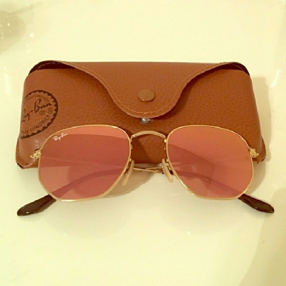 Ray Ban Hexagonal Pink Mirrored Sunglass - Picture 2 of 4